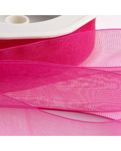 Azalea Pink Organza Ribbon with Woven Edge
