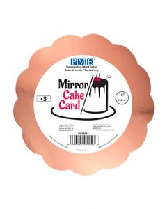 PME 6" Rose Gold Scallop Mirror Cake Board - (Pack Of 3)