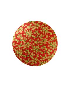10" Round Christmas Cake Drum - Red Holly (Pack of 5)
