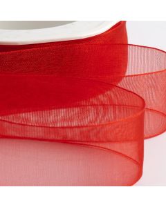 Red Organza Ribbon with Woven Edge