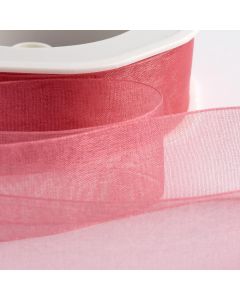 Rose Pink Organza Ribbon with Woven Edge