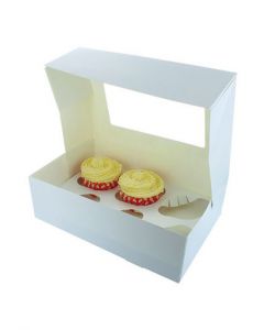 6 Cupcake White Window Box w/ 6cm Dividers (pack of 25)