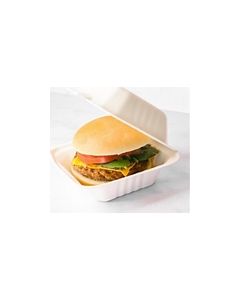 AZ007 6" Bagasse Burger Boxes Takeaway Container Compostable Packaging  (Pack of 500)