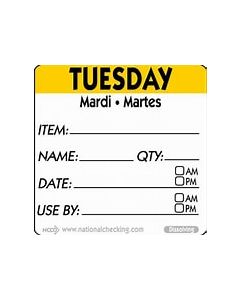 2x2" Day Label Tuesday - Square