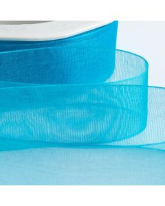 Turquoise Organza Ribbon with Woven Edge